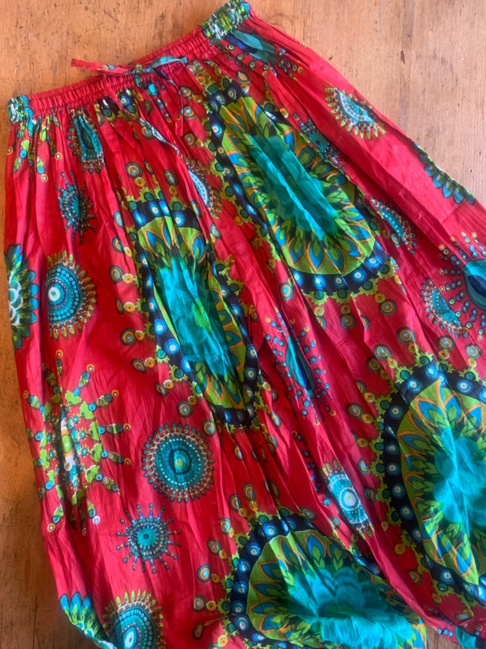 Cotton Red Floral Medallion Bohemian Puff Jogger Pant - Picture 2 of 16